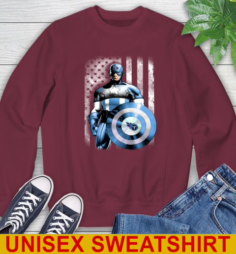 Tennessee Titans NFL Football Captain America Marvel Avengers American Flag Shirt Sweatshirt 6