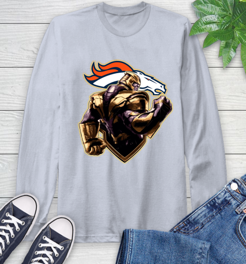 NFL Thanos Avengers Endgame Football Sports Denver Broncos Long Sleeve T-Shirt 6