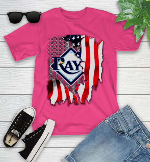 Tampa Bay Rays MLB Baseball American Flag Youth T-Shirt 11