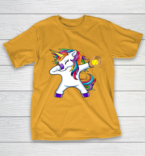 Dabbing Unicorn Softball T Shirt Funny Dab Gift T-Shirt 3