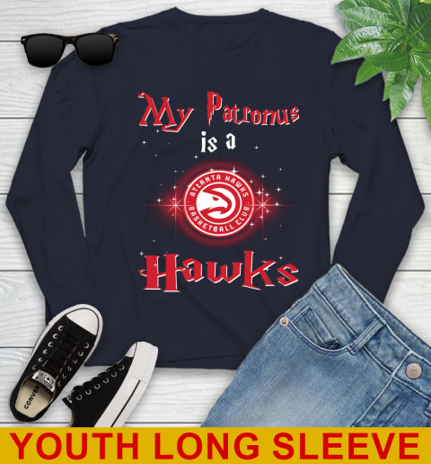 NBA Basketball Harry Potter My Patronus Is A Atlanta Hawks Youth Long Sleeve 2