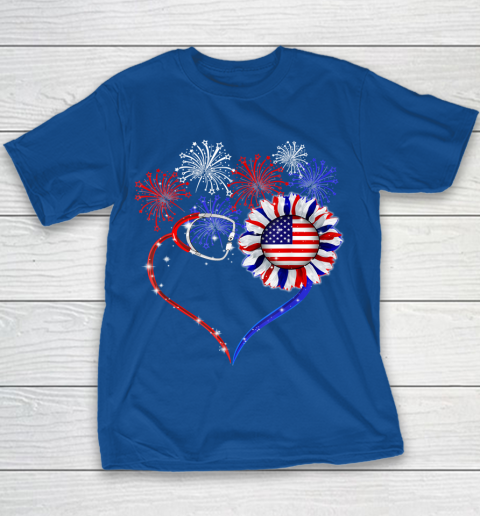 Patriotic Nurse 4th Of July American Flag Independence Day Youth T-Shirt 6