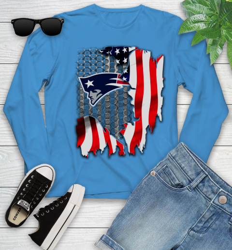 New England Patriots NFL Football American Flag Youth Long Sleeve 8