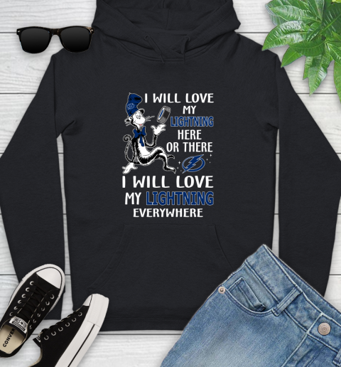 NHL Hockey Tampa Bay Lightning I Will Love My Lightning Everywhere Dr Seuss Shirt Youth Hoodie