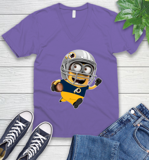 NFL Washington Redskins Minions Disney Football Sports V-Neck T-Shirt 10