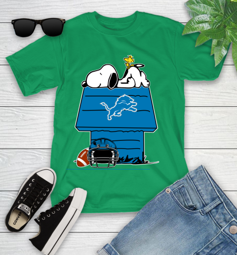 Detroit Lions NFL Football Snoopy Woodstock The Peanuts Movie Youth T-Shirt 6