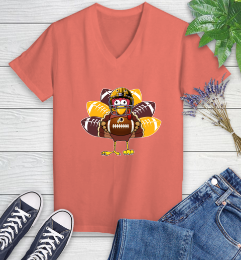 Washington Redskins Turkey Thanksgiving Day Women's V-Neck T-Shirt 6