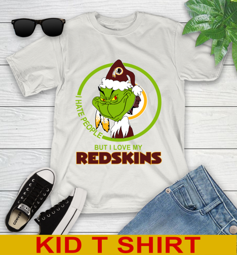 Washington Redskins NFL Christmas Grinch I Hate People But I Love My Favorite Football Team Youth T-Shirt 12