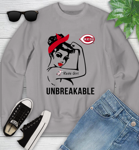 MLB Cincinnati Reds Girl Unbreakable Baseball Sports Youth Sweatshirt 2