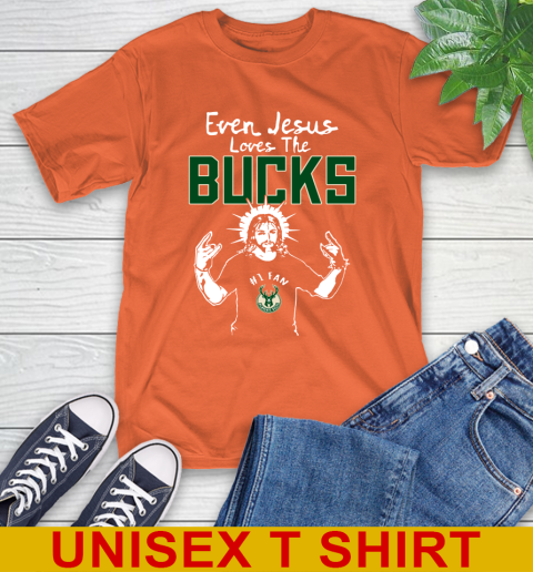 Milwaukee Bucks NBA Basketball Even Jesus Loves The Bucks Shirt T-Shirt 4