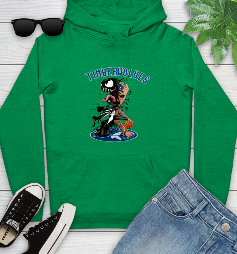 NBA Minnesota Timberwolves Basketball Venom Groot Guardians Of The Galaxy Youth Hoodie 7