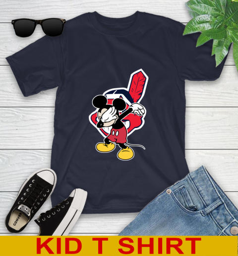 Cleveland Indians MLB Baseball Dabbing Mickey Disney Sports Youth T-Shirt 3
