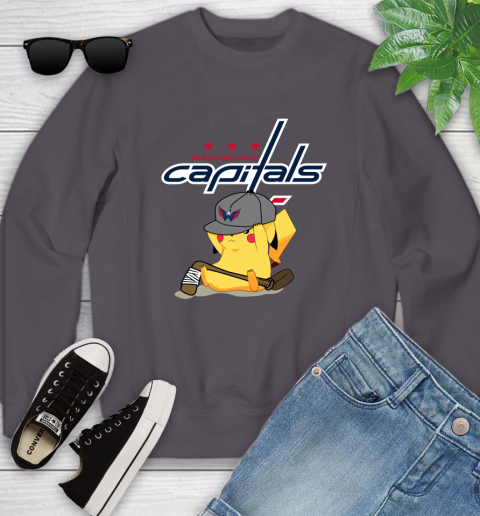 NHL Pikachu Hockey Sports Washington Capitals Youth Sweatshirt 6
