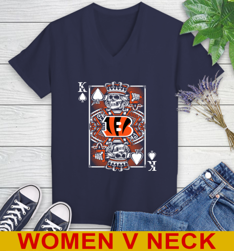 Cincinnati Bengals NFL Football The King Of Spades Death Cards Shirt Women's V-Neck T-Shirt 12