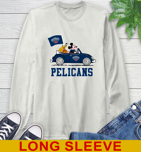 NBA Basketball New Orleans Pelicans Pluto Mickey Driving Disney Shirt Long Sleeve T-Shirt 12