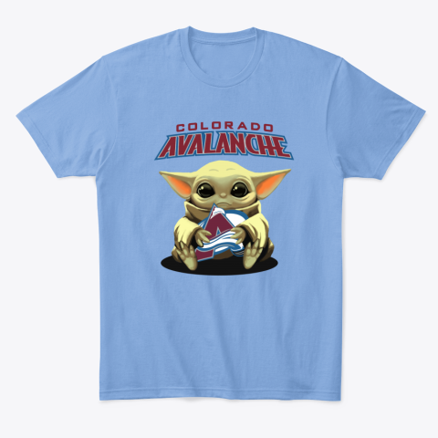 xsr3 baby yoda hugs the colorado avalanche classic t shirt 2 front carolina blue