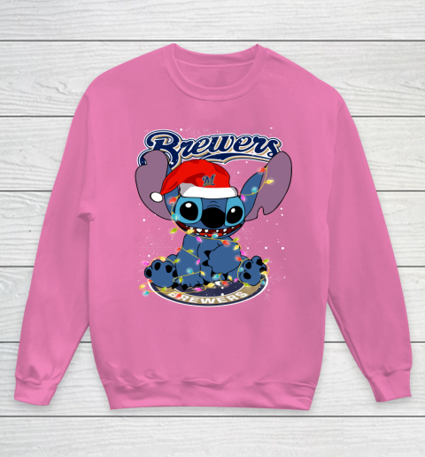 Milwaukee Brewers MLB noel stitch Baseball Christmas Youth Sweatshirt 3