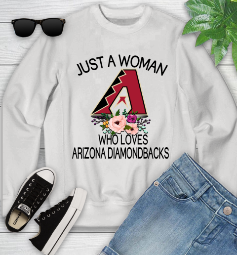 MLB Just A Woman Who Loves Arizona Diamondbacks Baseball Sports Youth Sweatshirt