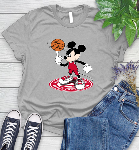 NBA Basketball Atlanta Hawks Cheerful Mickey Disney Shirt Women's T-Shirt 5
