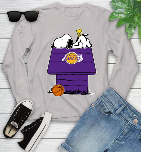 Los Angeles Lakers NBA Basketball Snoopy Woodstock The Peanuts Movie Youth Long Sleeve 12