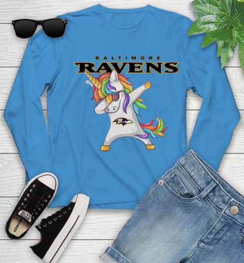Baltimore Ravens NFL Football Funny Unicorn Dabbing Sports Youth Long Sleeve 7