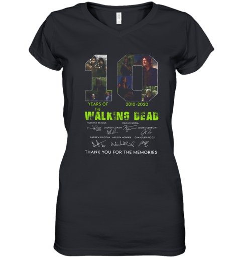 10 Years Of The Walking Dead 2010 2020 Anniversary Women's V-Neck T-Shirt