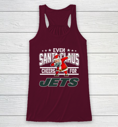 New York Jets Even Santa Claus Cheers For Christmas NFL Racerback Tank 2