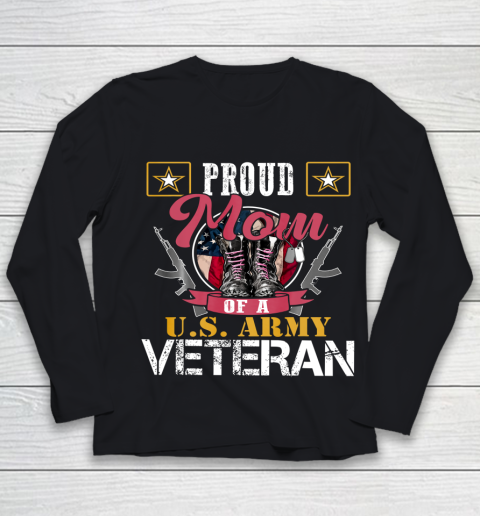 Veteran Shirt Vintage Proud Mom Of A U S Army Veteran Gift Youth Long Sleeve