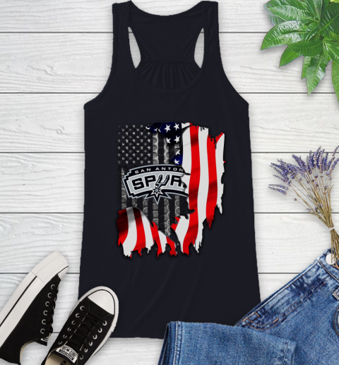 San Antonio Spurs NBA Basketball American Flag Racerback Tank 9