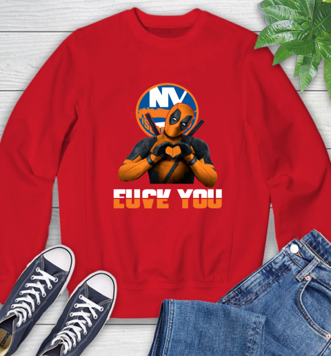 NHL New York Islanders Deadpool Love You Fuck You Hockey Sports Sweatshirt 10