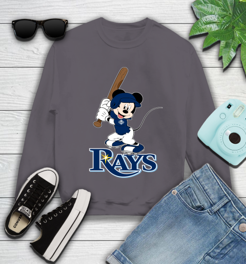 MLB Baseball Tampa Bay Rays Cheerful Mickey Mouse Shirt Youth Sweatshirt 5
