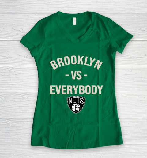 Brooklyn Nets Vs Everybody Women's V-Neck T-Shirt 3