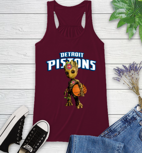 Detroit Pistons NBA Basketball Groot Marvel Guardians Of The Galaxy Racerback Tank 3