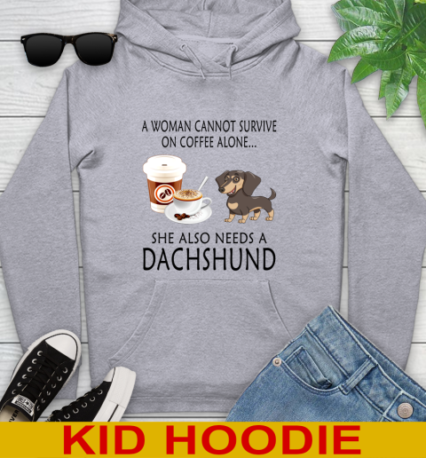 Women cannot survive on coffee alone she also need a DACHSHUND tshirt 115