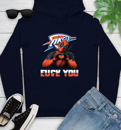 NBA Oklahoma City Thunder Deadpool Love You Fuck You Basketball Sports Youth Hoodie 3