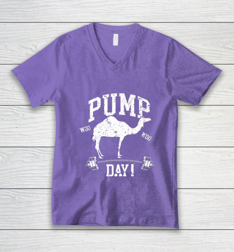 Funny Pump Day Hump Day Camel Weight Lifting Training Gym V-Neck T-Shirt - Image 9