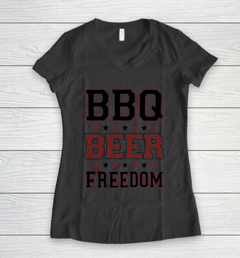 BBQ Beer Freedom Trump Fan Women's V-Neck T-Shirt 8