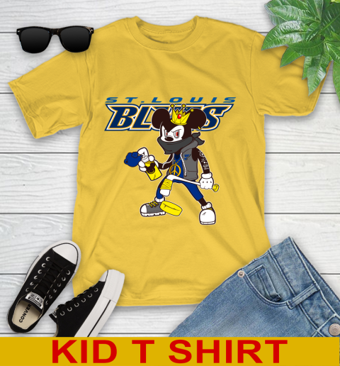 St.Louis Blues NHL Hockey Mickey Peace Sign Sports Youth T-Shirt 8