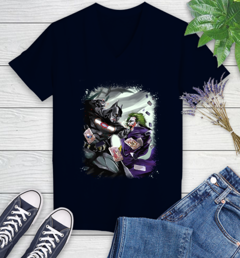 Montreal Canadiens NHL Hockey Batman Fighting Joker DC Comics Women's V-Neck T-Shirt 3