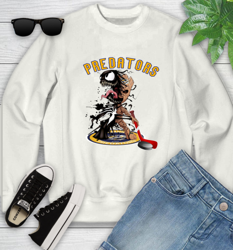 NHL Nashville Predators Hockey Venom Groot Guardians Of The Galaxy Youth Sweatshirt
