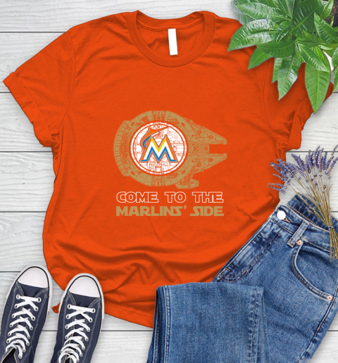MLB Come To The Miami Marlins Side Star Wars Baseball Sports Women's T-Shirt 3
