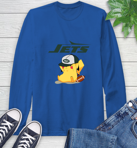 NFL Pikachu Football Sports New York Jets Long Sleeve T-Shirt 9