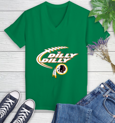 NFL Washington Redskins Dilly Dilly Football Sports Women's V-Neck T-Shirt 5
