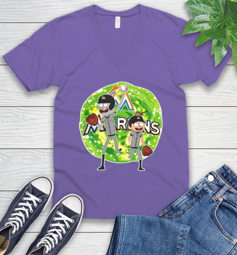 MLB Miami Marlins Rick And Morty Baseball Sports V-Neck T-Shirt 10
