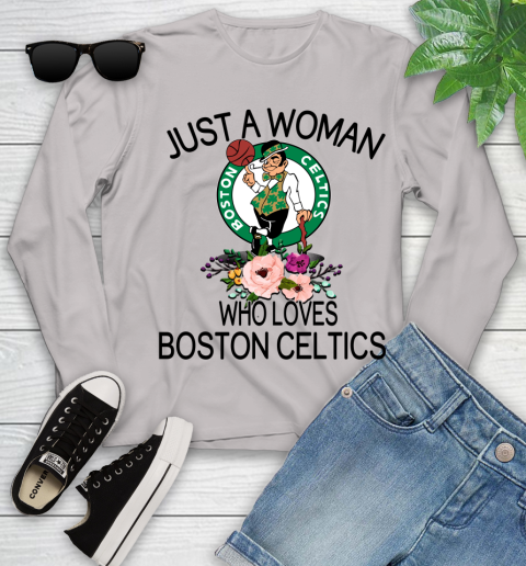 NBA Just A Woman Who Loves Boston Celtics Basketball Sports Youth Long Sleeve 9