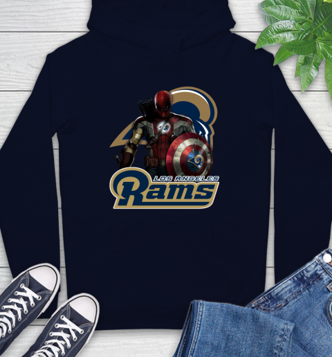 NFL Captain America Thor Spider Man Hawkeye Avengers Endgame Football Los Angeles Rams Hoodie 4