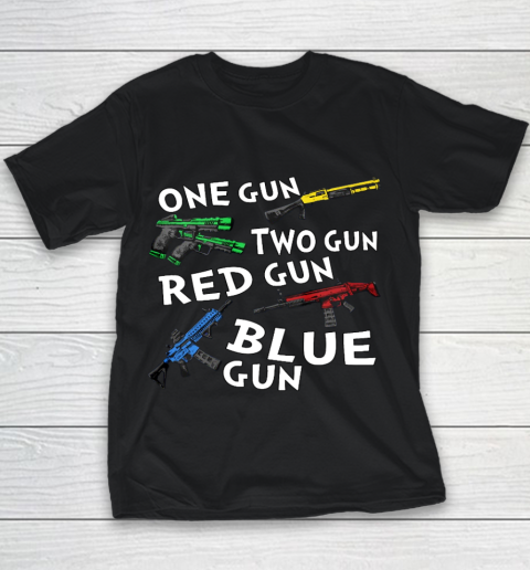One Gun Two Gun Red Gun Blue Gun Youth T-Shirt