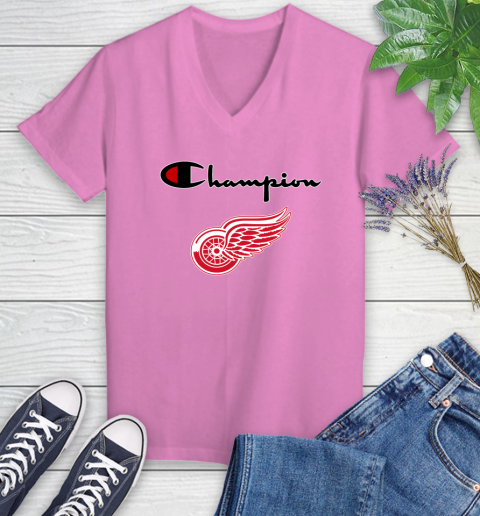 NHL Hockey Detroit Red Wings Champion Shirt Women's V-Neck T-Shirt 10
