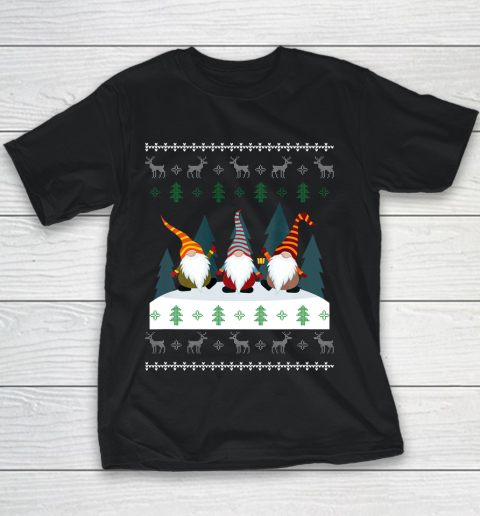 Cute Garden Gnomes Xmas Elf Holiday Ugly Christmas Youth T-Shirt
