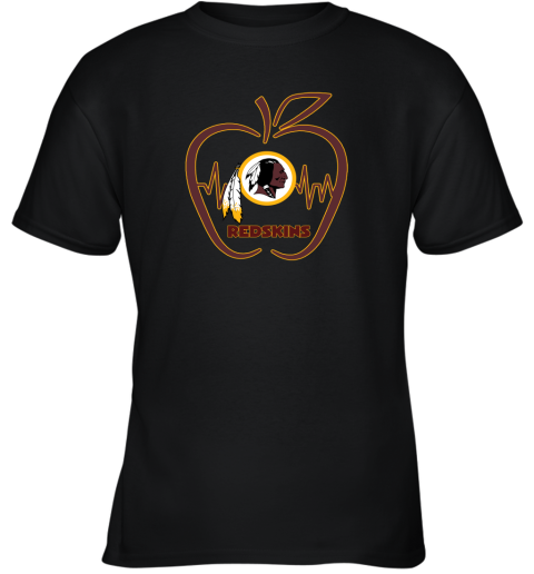 Apple Heartbeat Teacher Symbol Wasington Redskins Youth T-Shirt